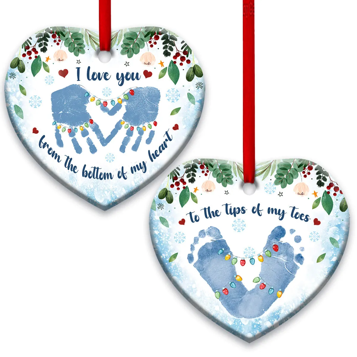 Mother I Love You From The Bottom Of My Heart To The Tip Of My Toes Heart Ornament - Christmas Ornament - Ciaocustom