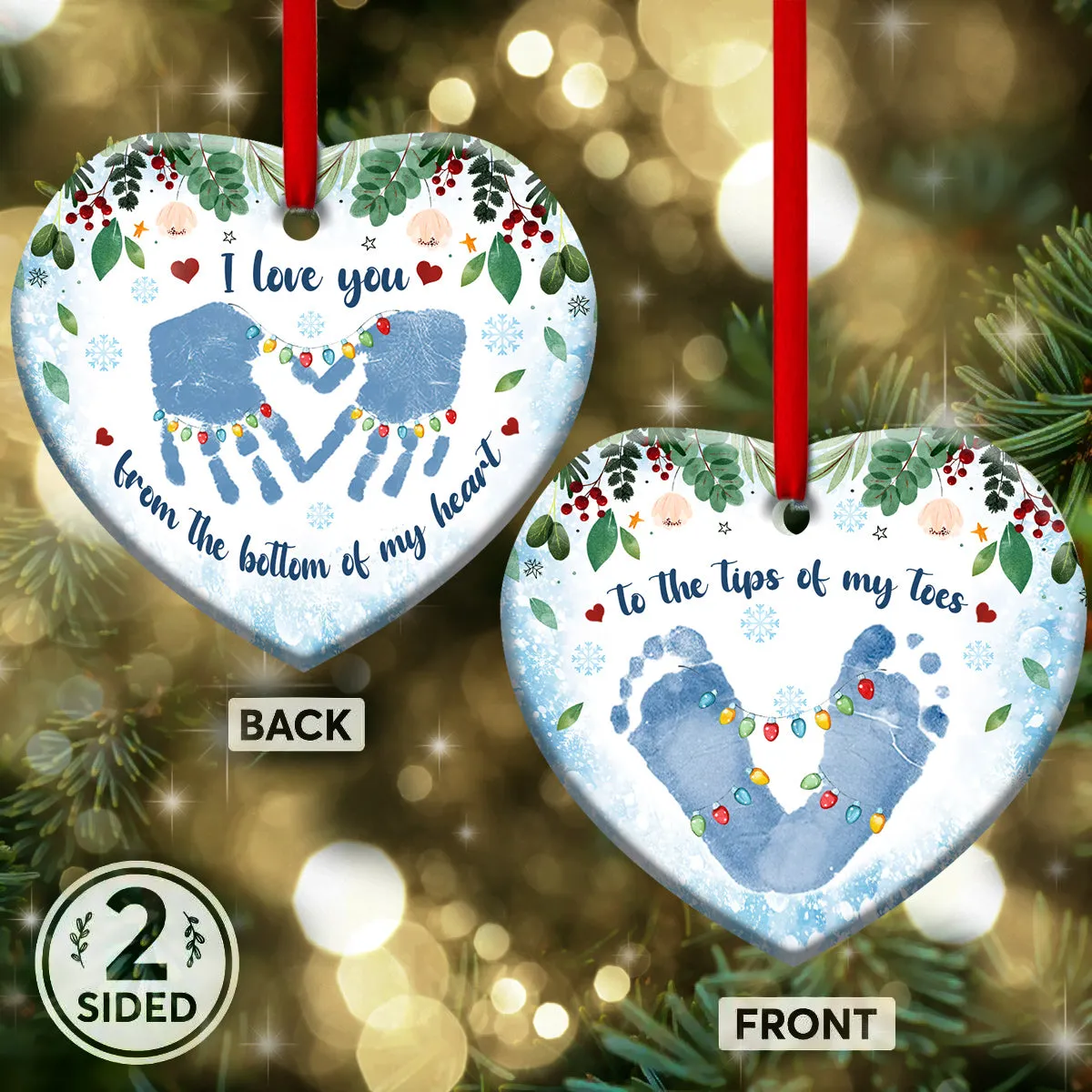 Mother I Love You From The Bottom Of My Heart To The Tip Of My Toes Heart Ornament - Christmas Ornament - Ciaocustom