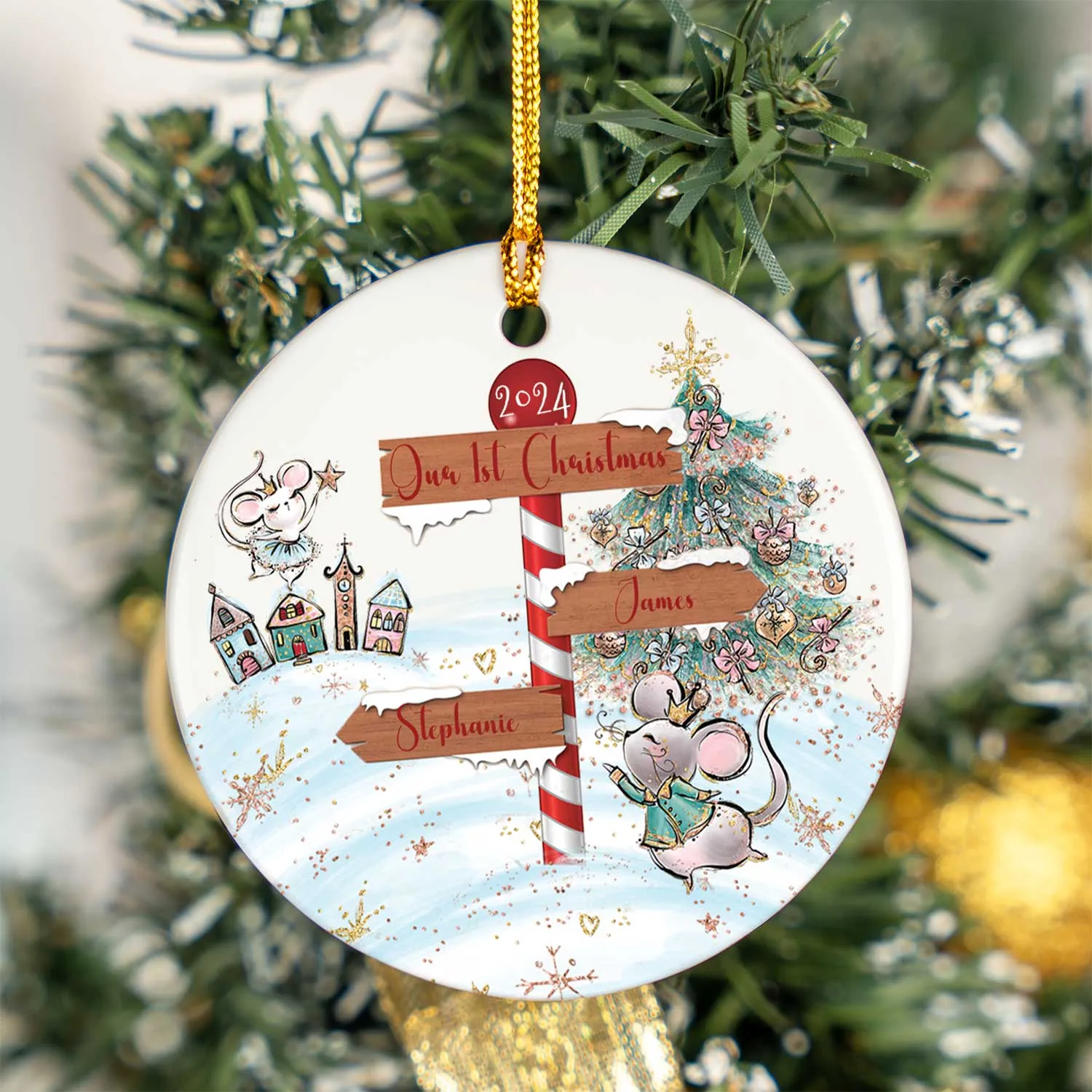 Personalised North Pole Christmas Ceramic Ornament