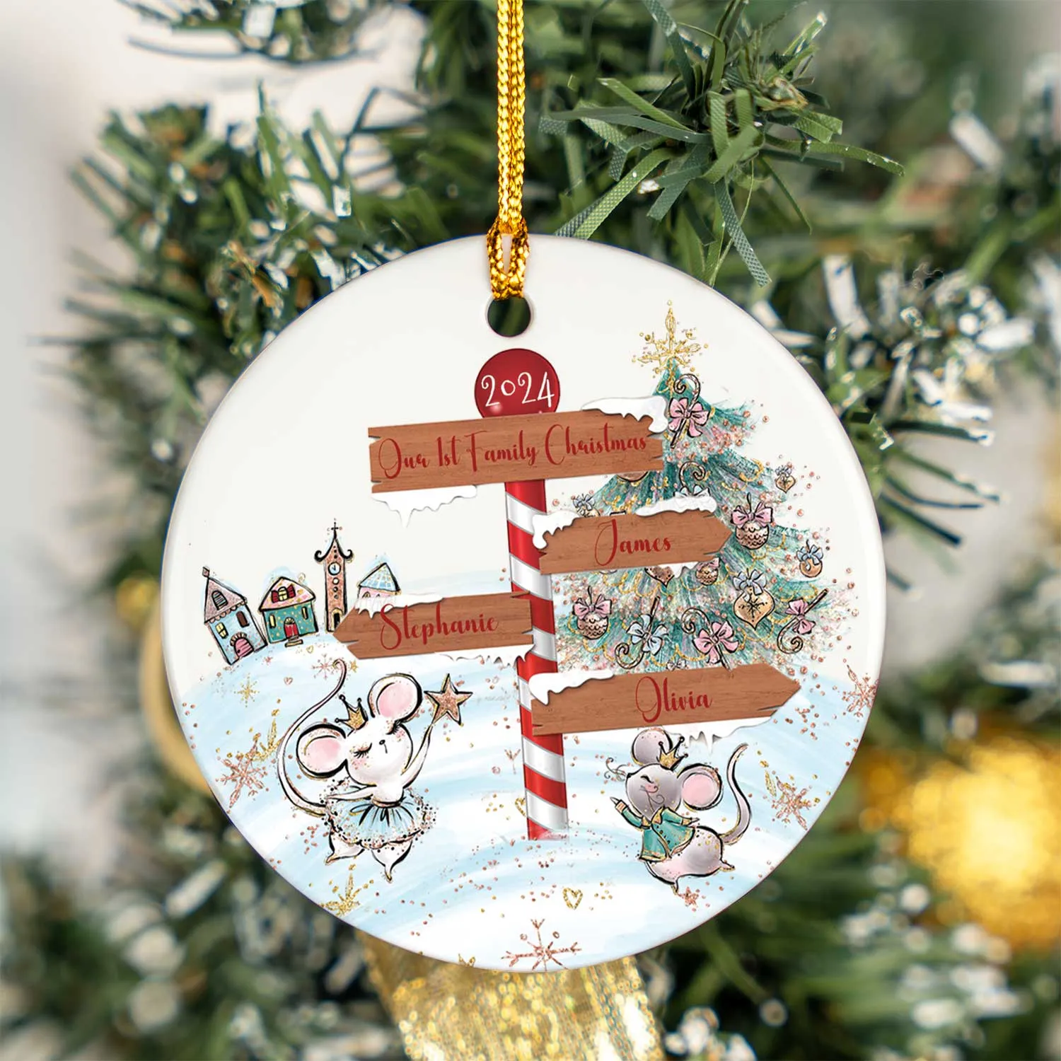 Personalised North Pole Christmas Ceramic Ornament