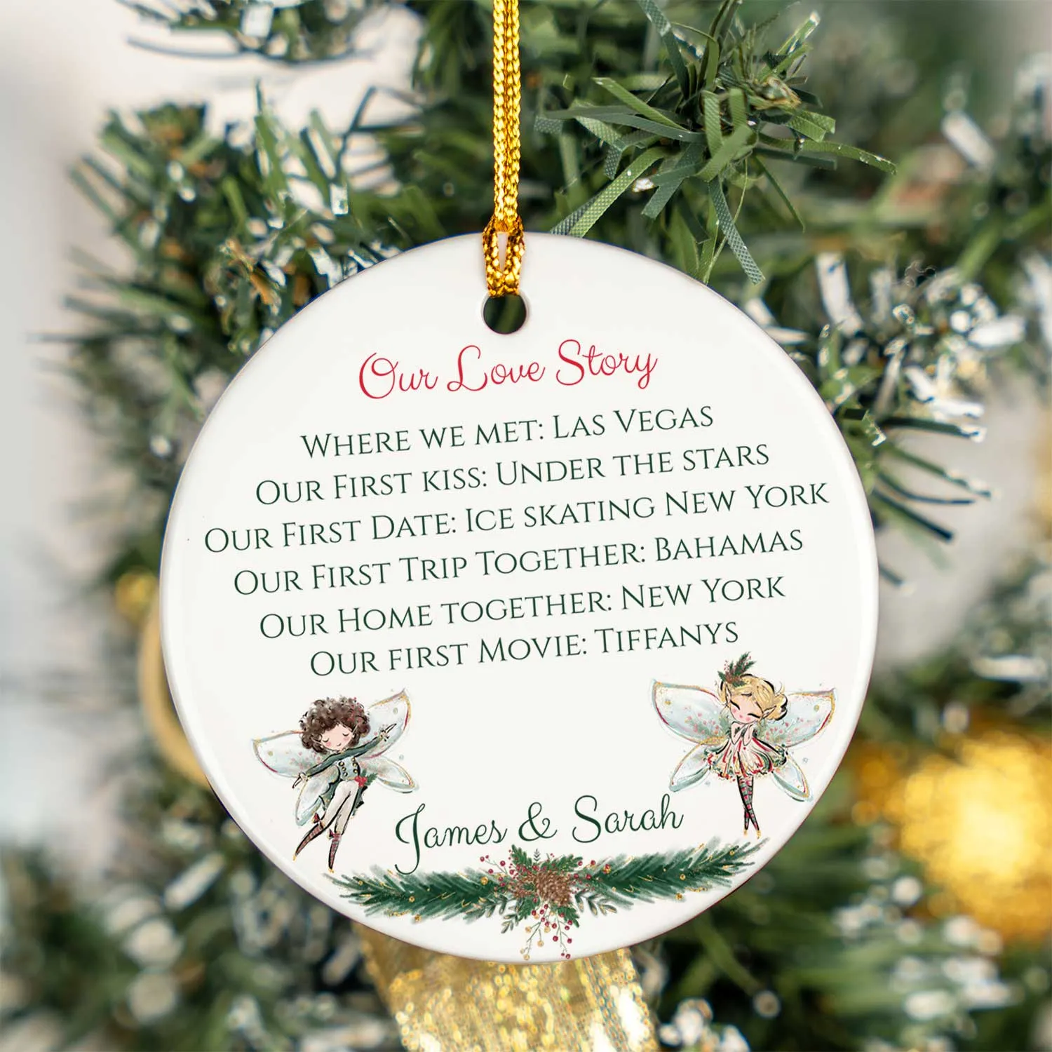 Personalised Our First Christmas Married/Engaged Ceramic Ornament