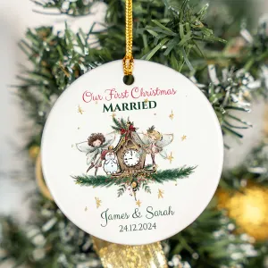 Personalised Our First Christmas Married/Engaged Ceramic Ornament