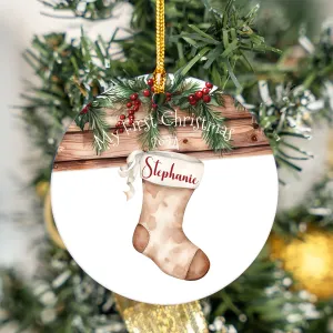 Personalised Stockings Christmas Ceramic Ornament