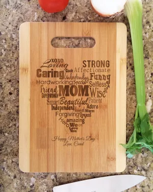 Personalized We Love You Mom Mothers Day Recipe Engraved Cutting Board Mothers Day Gifts from Kids Gift for Mommy Birthday Gifts Home is Mom