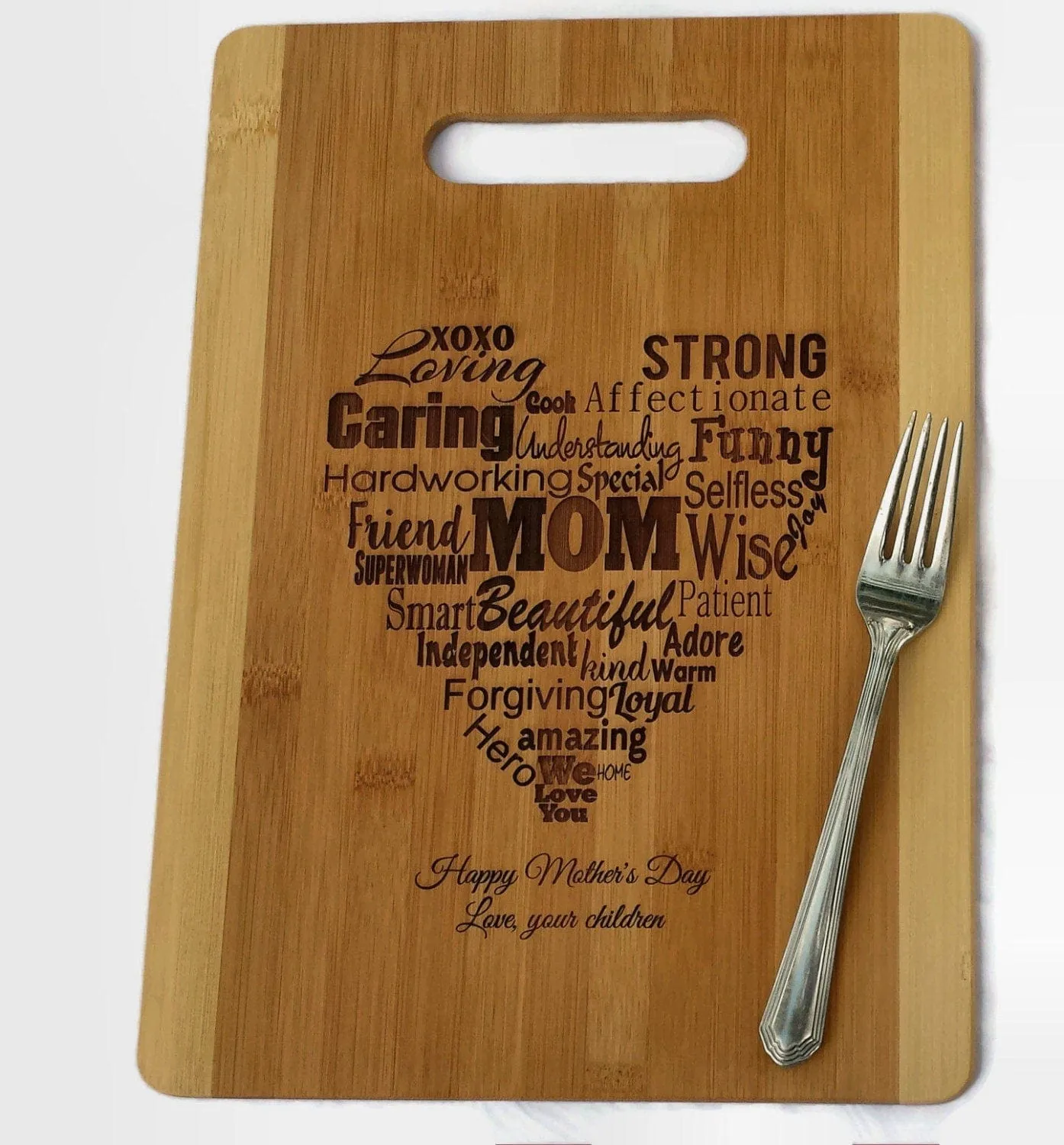 Personalized We Love You Mom Mothers Day Recipe Engraved Cutting Board Mothers Day Gifts from Kids Gift for Mommy Birthday Gifts Home is Mom