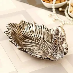 Prince Home Decor & Gifts Oxidized Aluminium Duck Shape Metal Solid Tray (Silver)