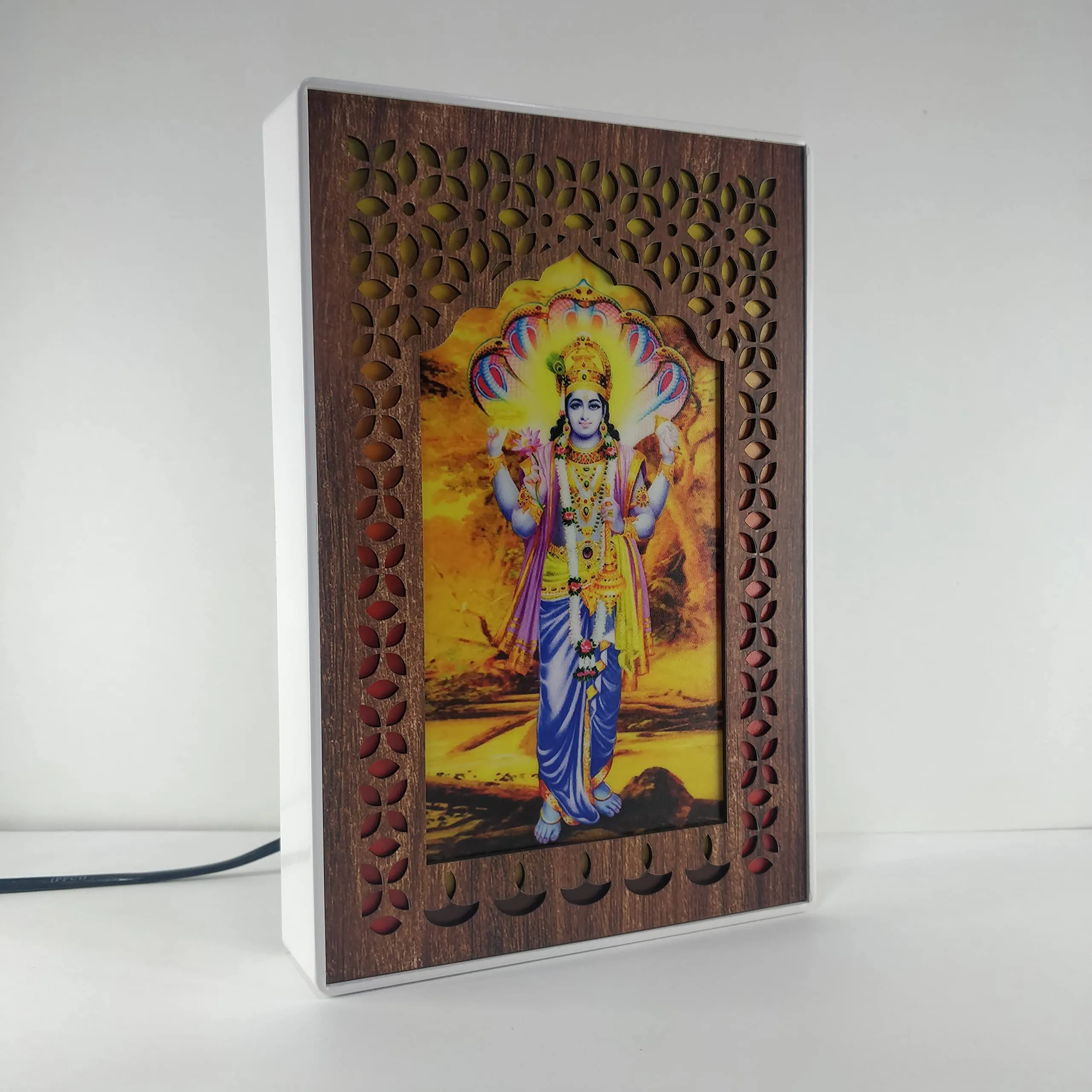 Regalo Casila REGALOCASILA Lord Vishnu Religious Photo Frames with Light for Pooja Room Home Office & Temple Decoration Good Luck Anniversary & Birthday Gifts Item Showpiece