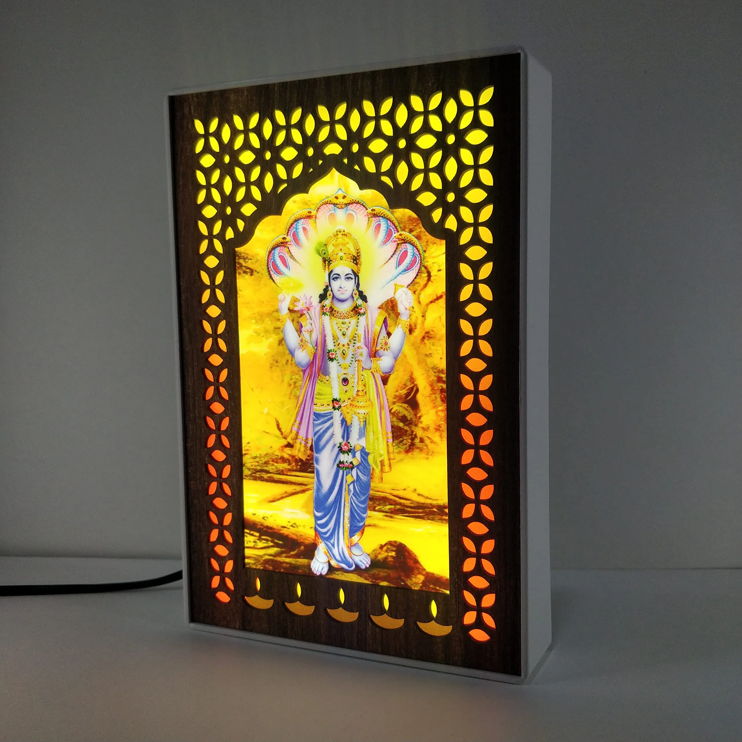 Regalo Casila REGALOCASILA Lord Vishnu Religious Photo Frames with Light for Pooja Room Home Office & Temple Decoration Good Luck Anniversary & Birthday Gifts Item Showpiece