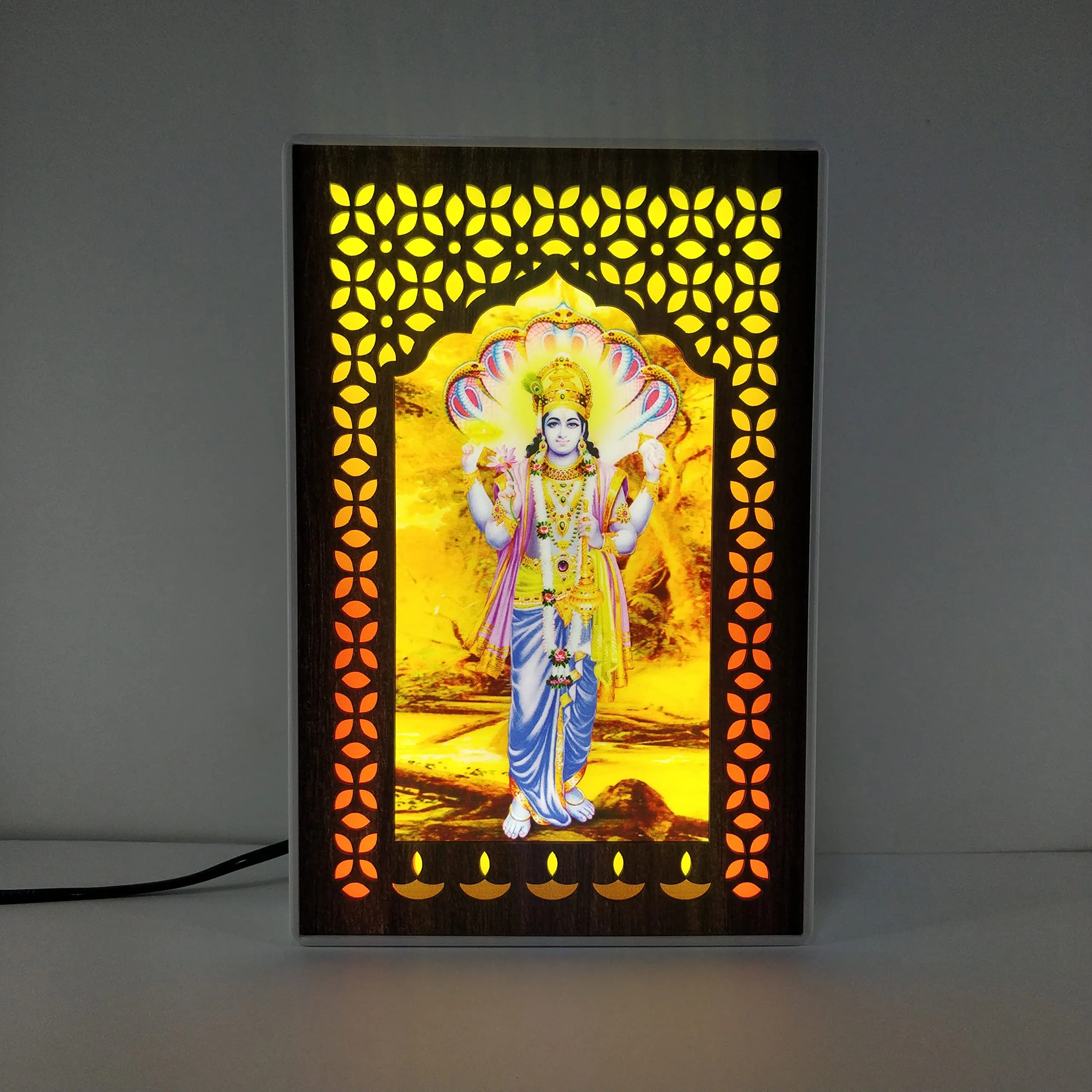 Regalo Casila REGALOCASILA Lord Vishnu Religious Photo Frames with Light for Pooja Room Home Office & Temple Decoration Good Luck Anniversary & Birthday Gifts Item Showpiece