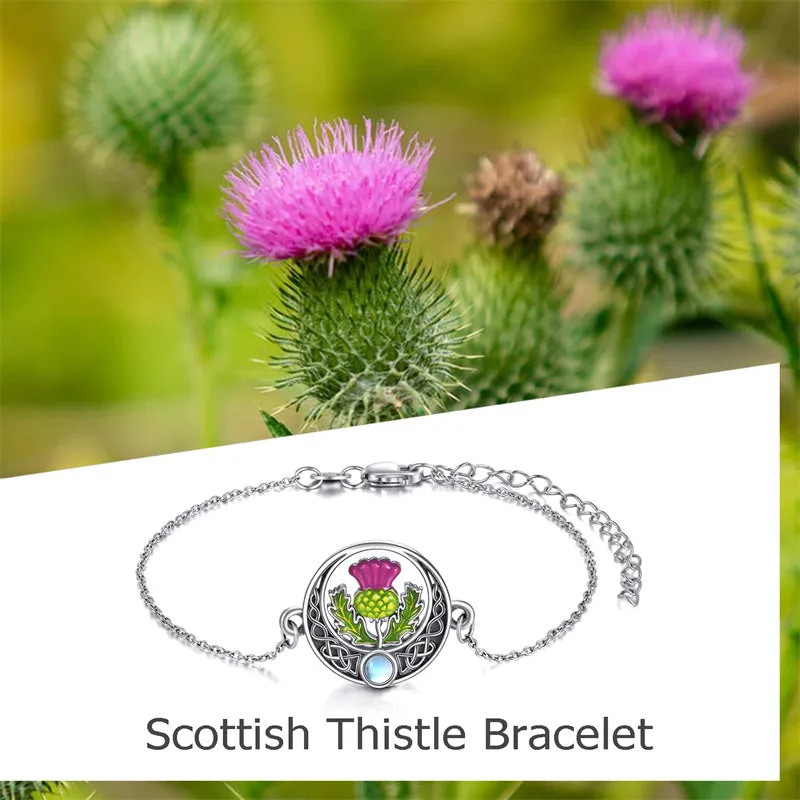 Scottish Thistle Bracelet Sterling Silver Scottish Symbol of Love Abalone Shell Bar Bracelet Jewelry