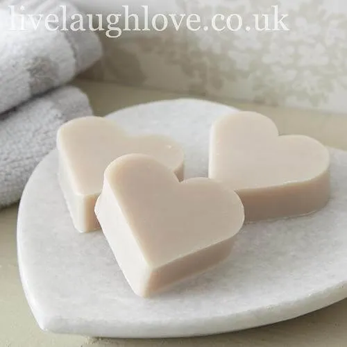 Set of 3 Heart Soaps - Rose Blossom Scent