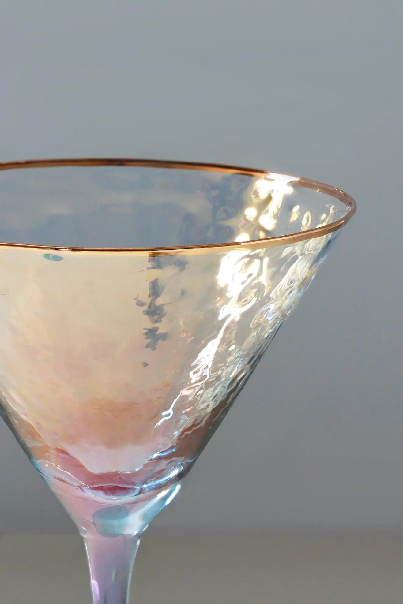 Set of 4 Iridescent Grey Hammered Martini Glasses