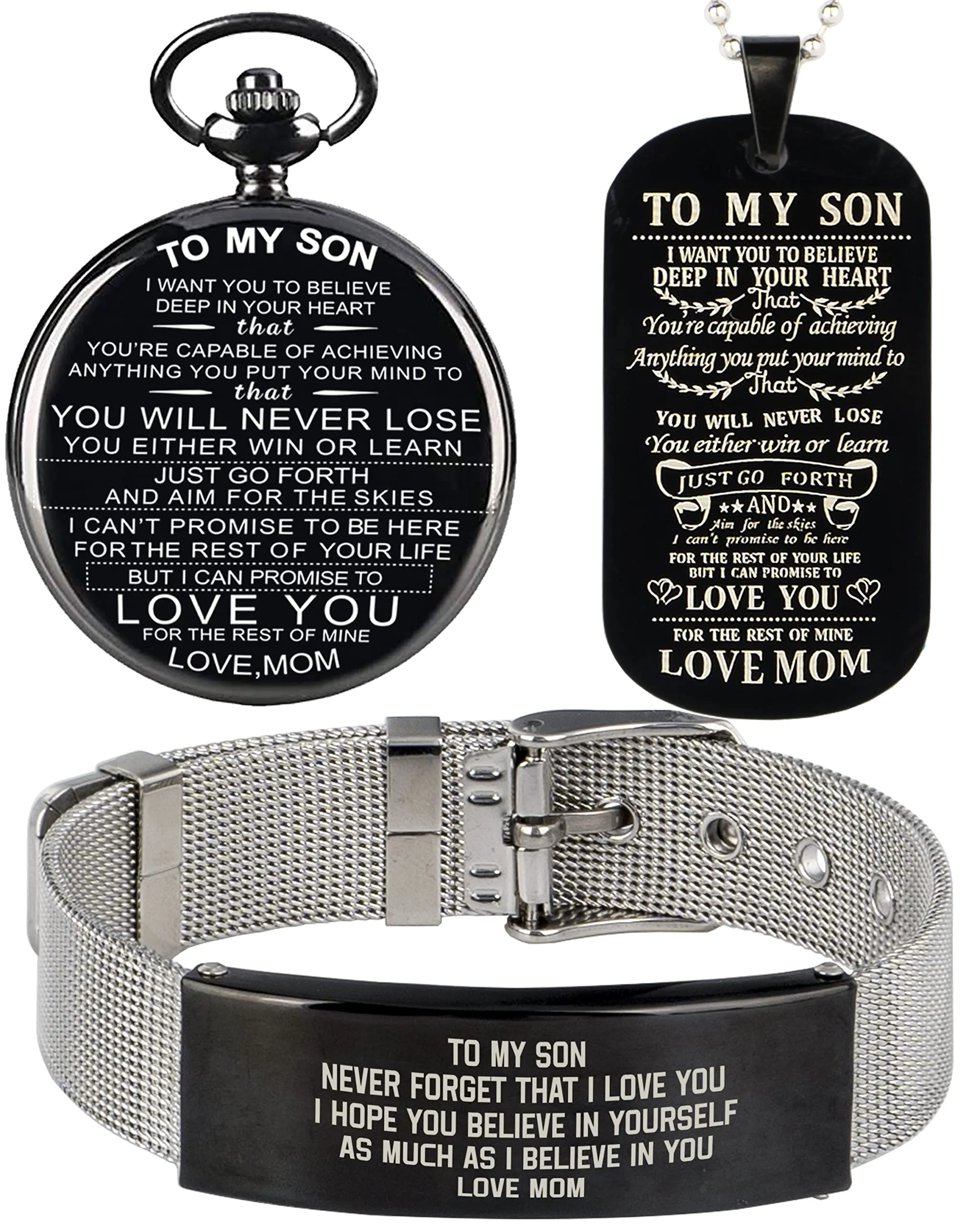 Son Gifts from Mom,To My Son Never Forget That I Love You,To My Son Pocket Watch from Mom