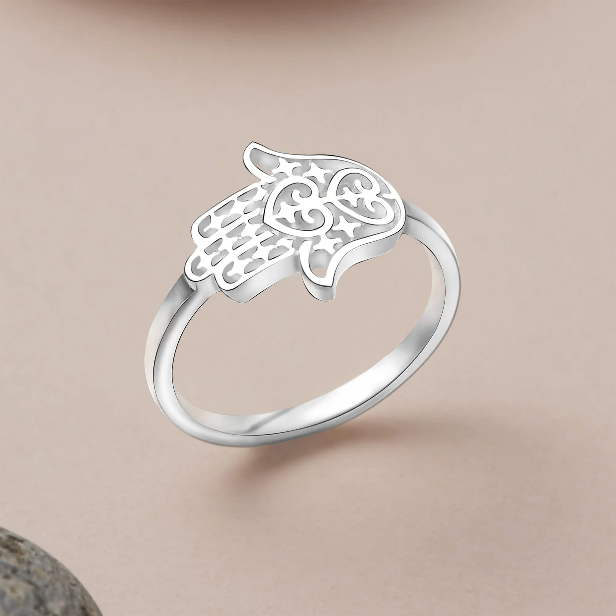 Sterling Silver Hamsa Hand Ring