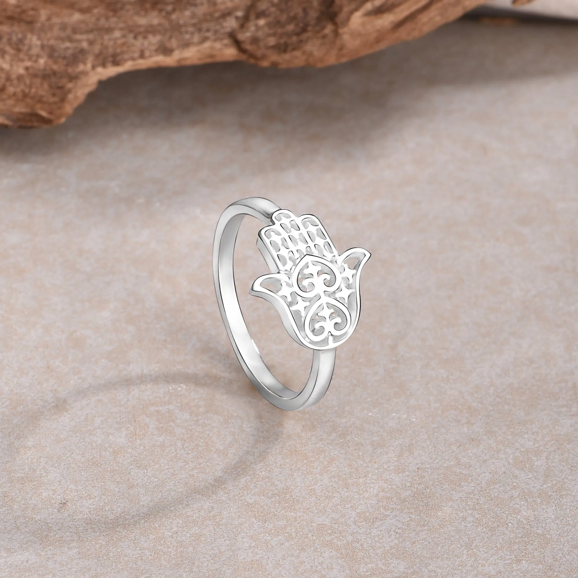 Sterling Silver Hamsa Hand Ring