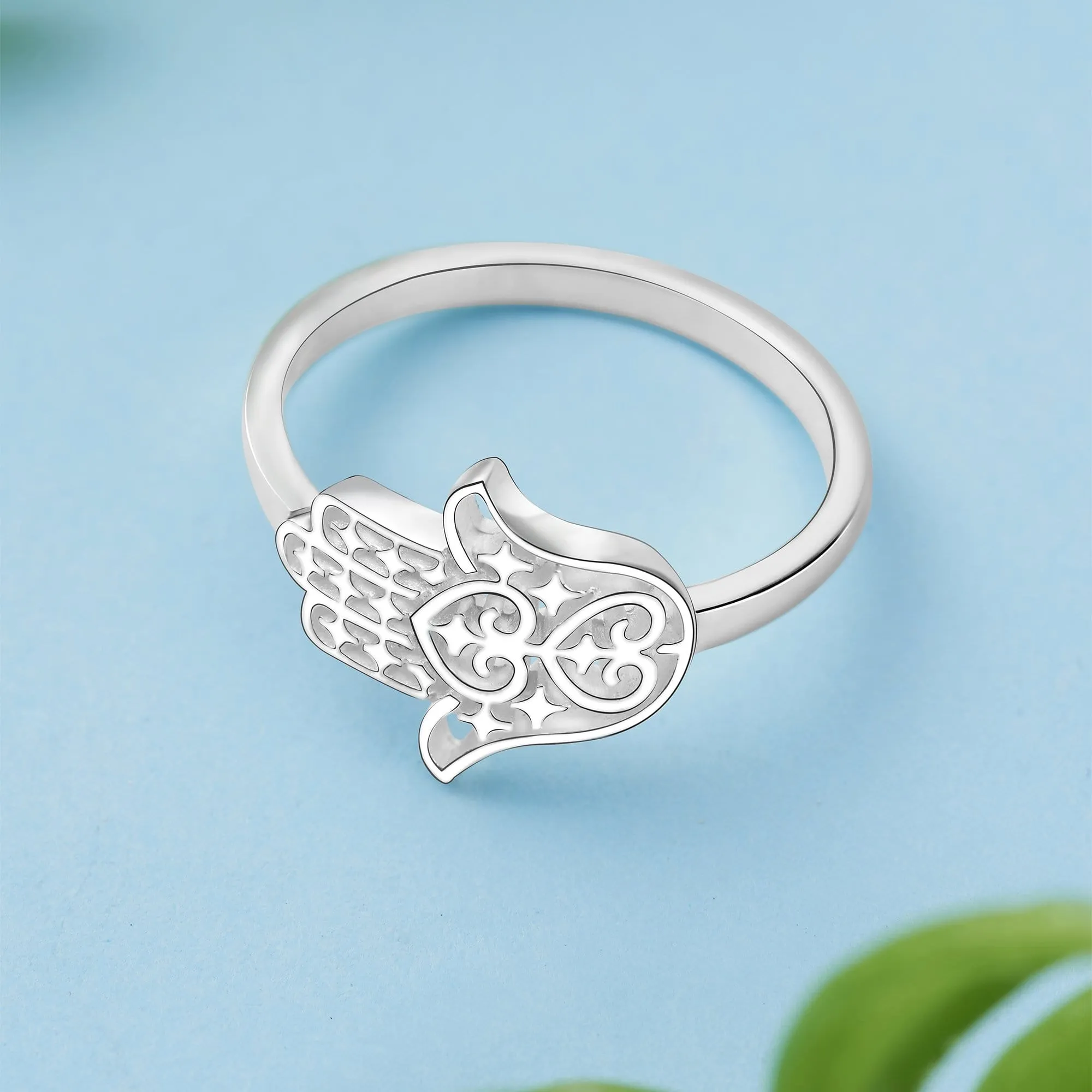 Sterling Silver Hamsa Hand Ring