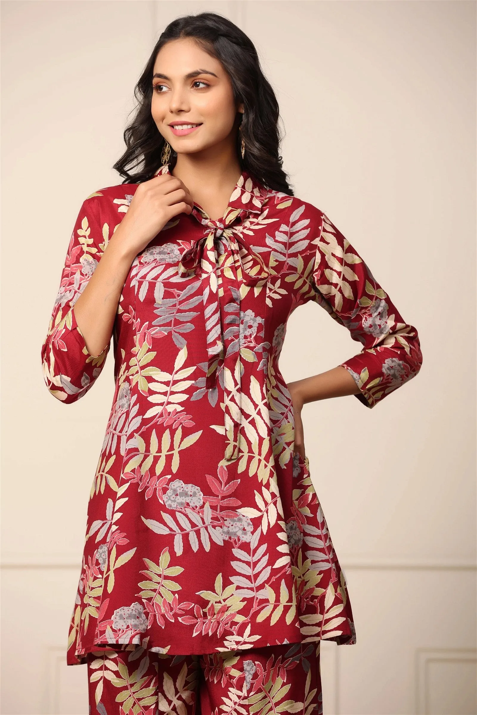 Stylish Designer Maroon Red Colour Kurta Pair For Women