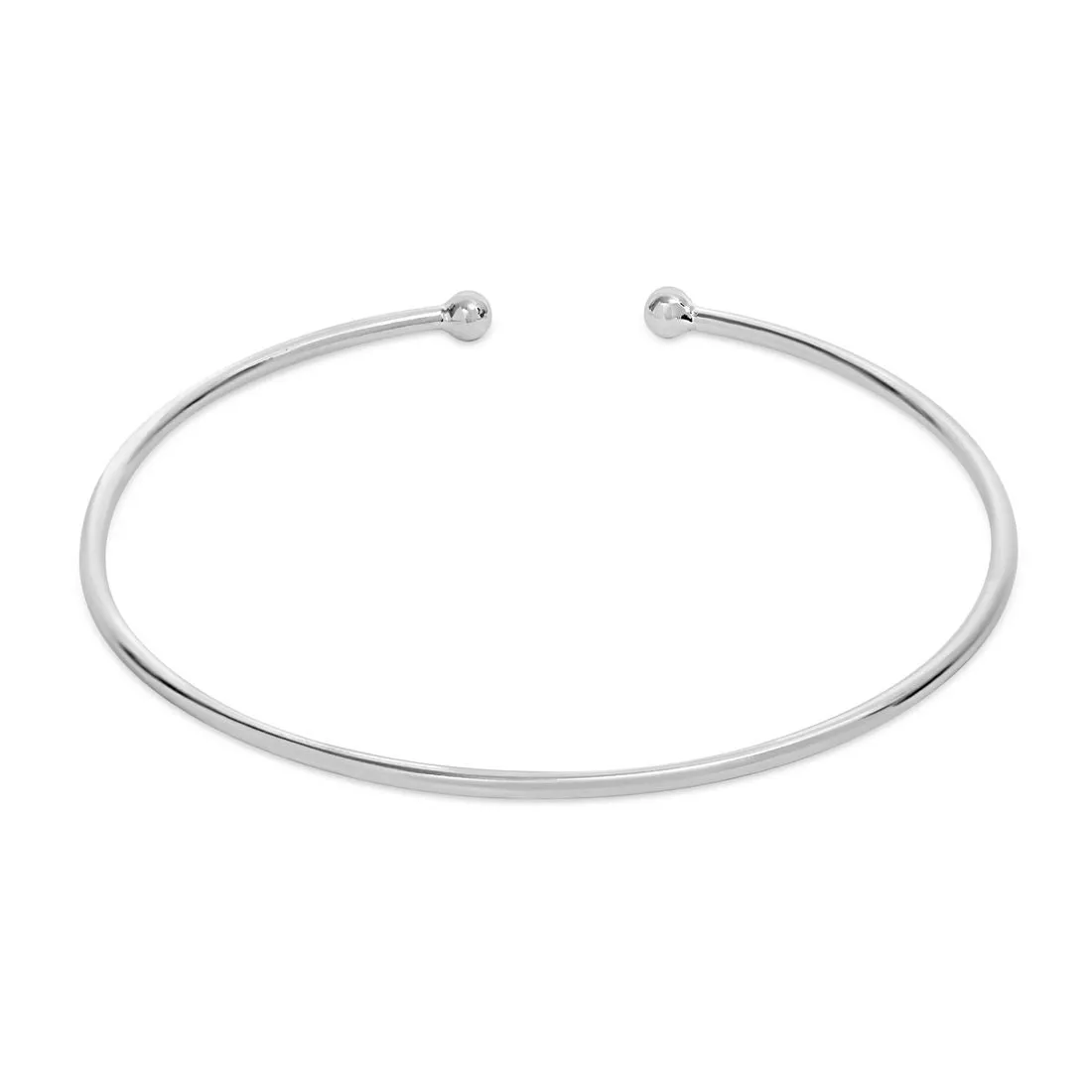 Timeless Elegance 925 Sterling Silver Rhodium-Plated Plain Bracelet