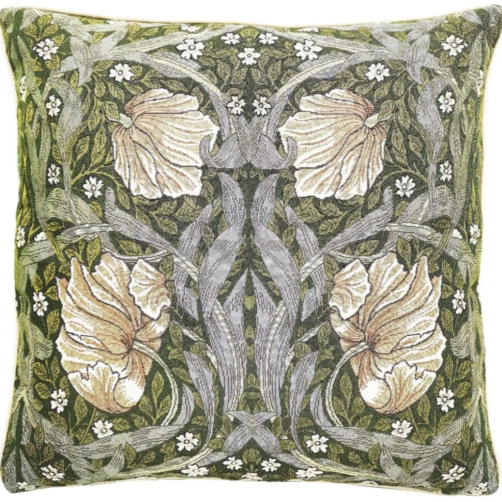 William Morris Pimpernel and Thyme Green - Panelled Cushion Cover 45cm*45cm